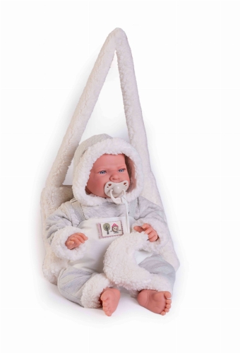 Lalka Antonio Juan Lea con bolso portabebé de borreguillo 33346